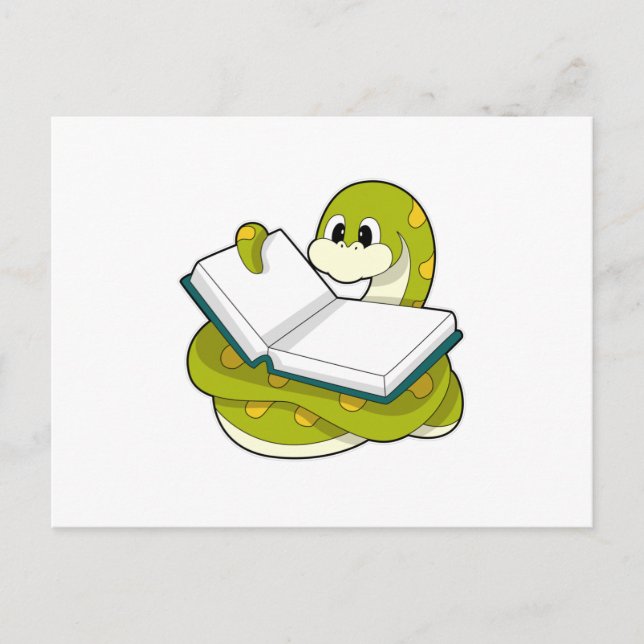 Snake at Reading with Book Postcard (Front)
