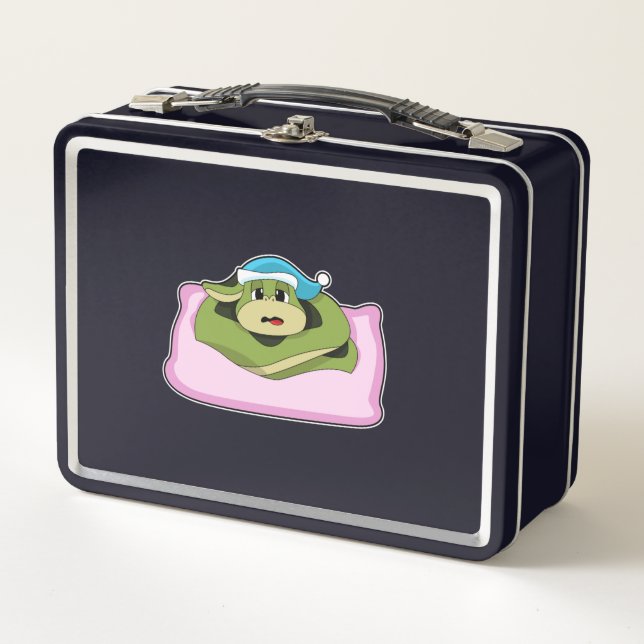 Snake at Sleeping with Nightcap Metal Lunch Box (Front)