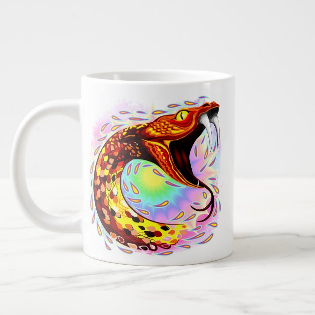 Snake Attack Psychedelic Surreal Art Large Coffee Mug (Left)