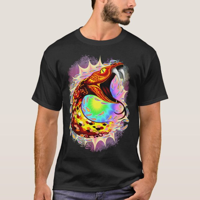 Snake Attack Psychedelic Surreal Art T-Shirt (Front)