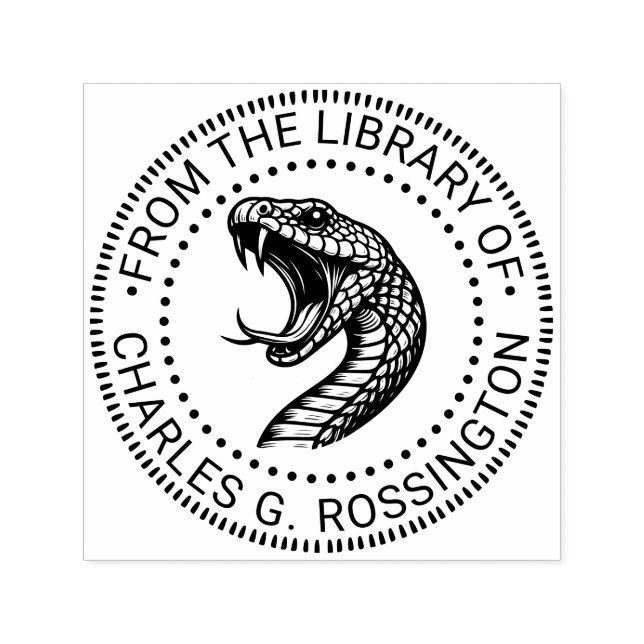 Snake Baring Fangs Head Library Book Name Self-inking Stamp (Design)