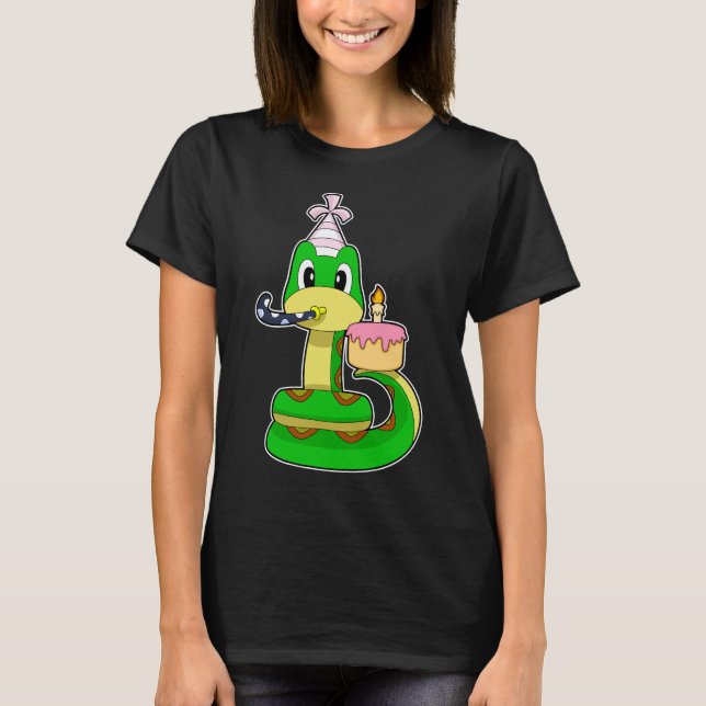 Snake Birthday Cake Candle T-Shirt (Front)