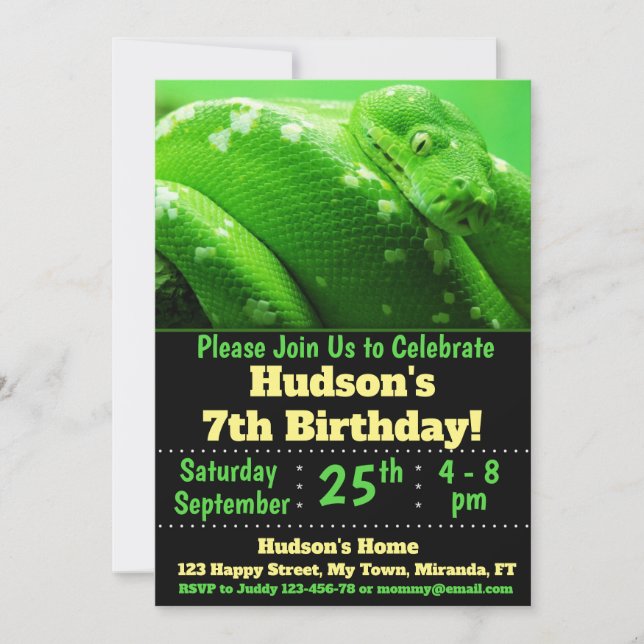Snake birthday invitation (Front)