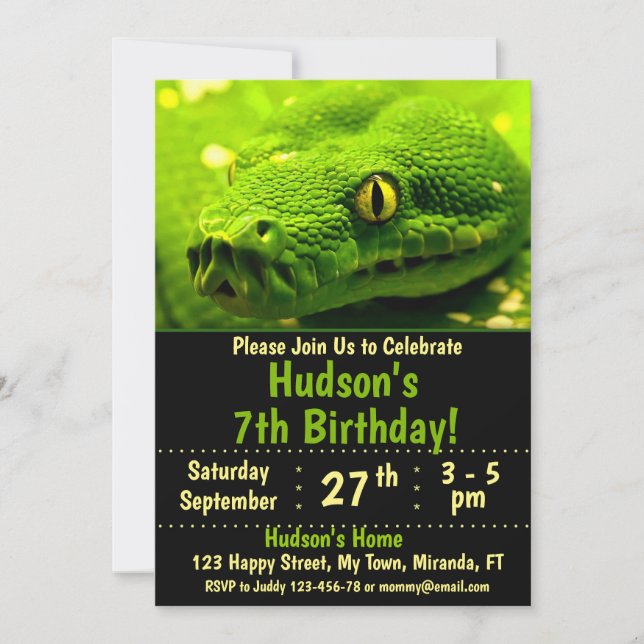 Snake birthday invitation (Front)