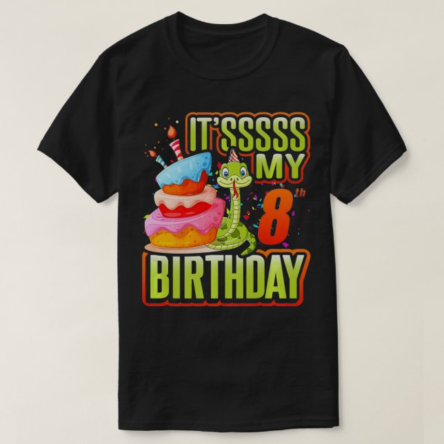Snake Birthday Party Kids 8th Reptile Supplies Dec T-Shirt (Design Front)