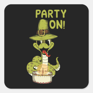 Snake Birthday Party Square Sticker