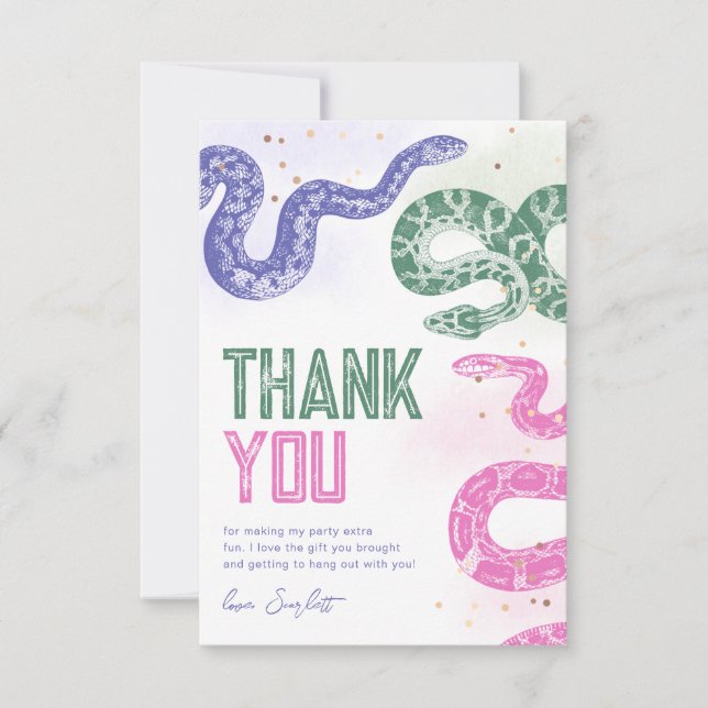 Snake Birthday Party Thank You Cards (Front)