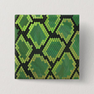 Snake Black and Green Print 15 Cm Square Badge