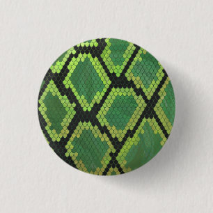 Snake Black and Green Print 3 Cm Round Badge
