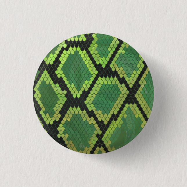 Snake Black and Green Print 3 Cm Round Badge (Front)