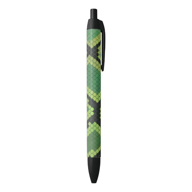 Snake Black and Green Print Black Ink Pen (Bottom (Vertical))