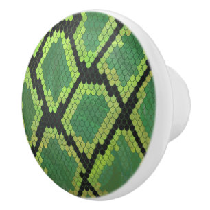 Snake Black and Green Print Ceramic Knob