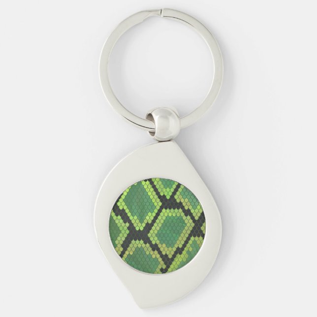 Snake Black and Green Print Key Ring (Front)