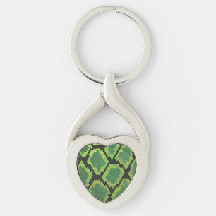 Snake Black and Green Print Key Ring