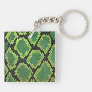 Snake Black and Green Print Key Ring