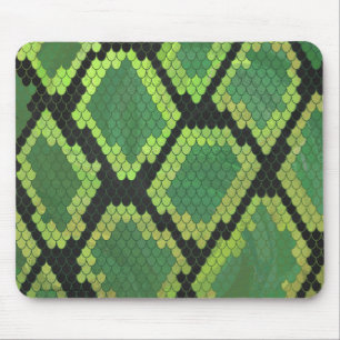 Snake Black and Green Print Mouse Mat