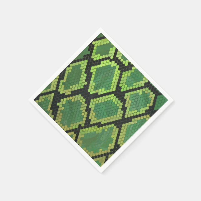 Snake Black and Green Print Napkin (Corner)