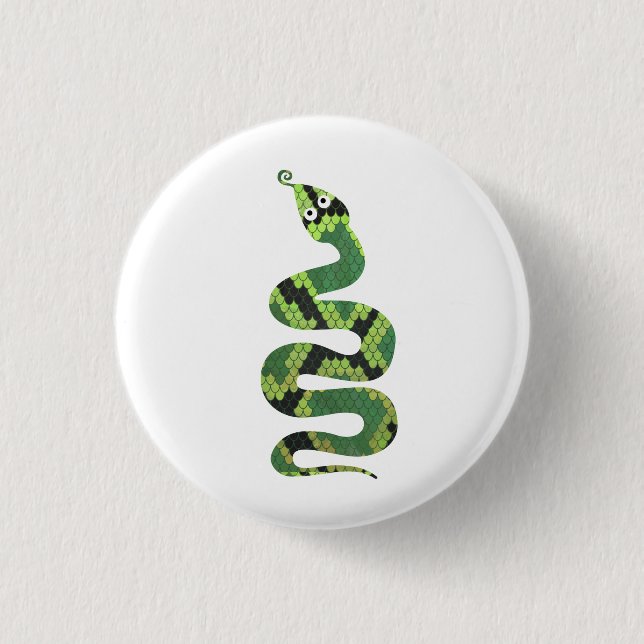 Snake Black and Green Print Silhouette 3 Cm Round Badge (Front)
