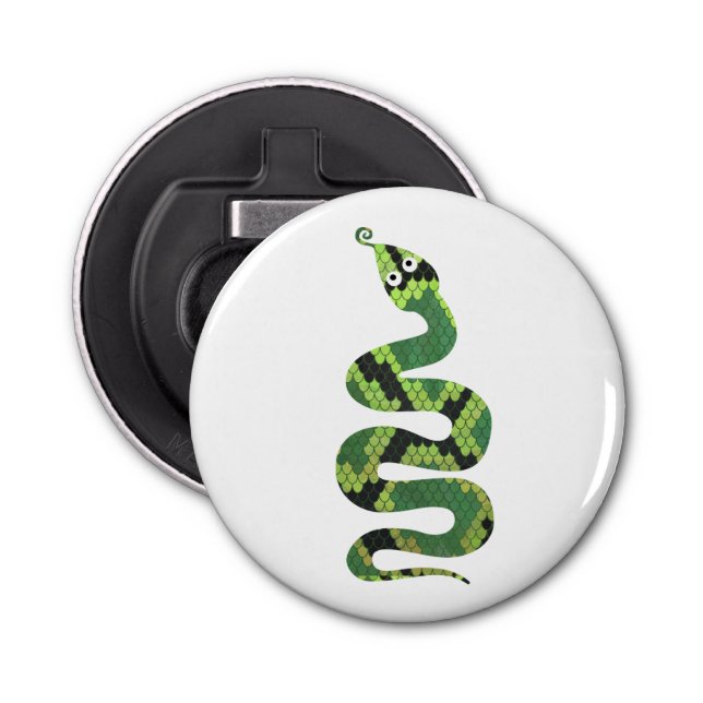 Snake Black and Green Print Silhouette Bottle Opener (Front)