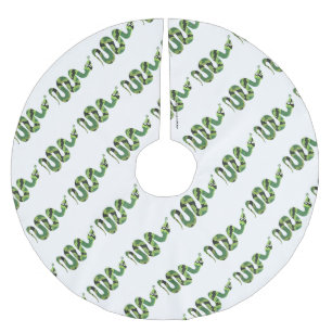 Snake Black and Green Print Silhouette Brushed Polyester Tree Skirt