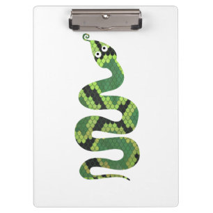 Snake Black and Green Print Silhouette Clipboard