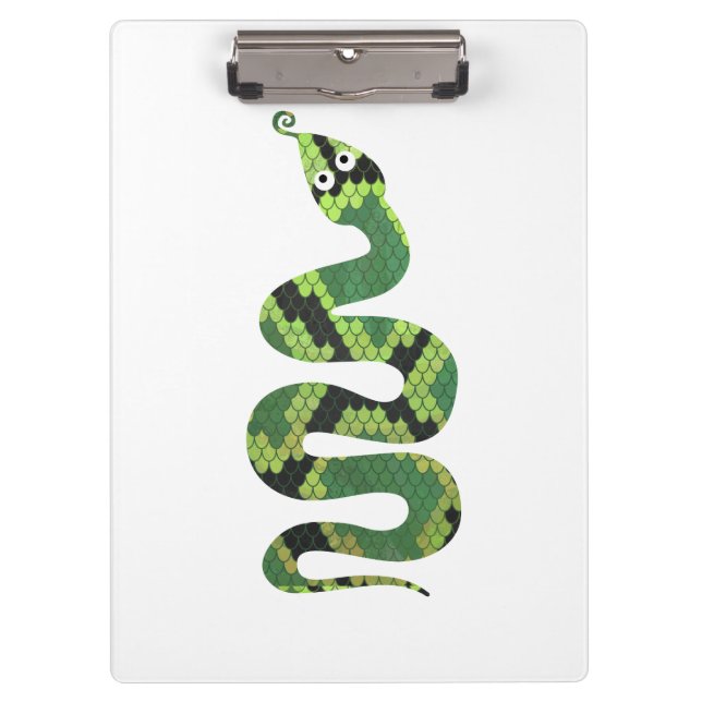 Snake Black and Green Print Silhouette Clipboard (Front)