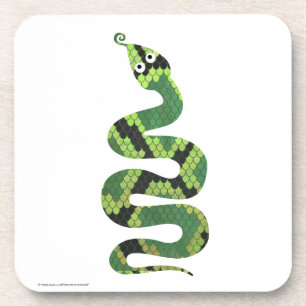 Snake Black and Green Print Silhouette Coaster