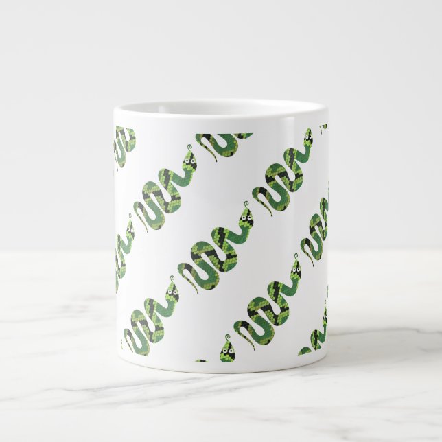 Snake Black and Green Print Silhouette Large Coffee Mug (Front)