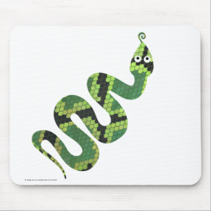 Snake Black and Green Print Silhouette Mouse Mat