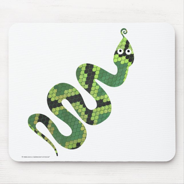 Snake Black and Green Print Silhouette Mouse Mat (Front)