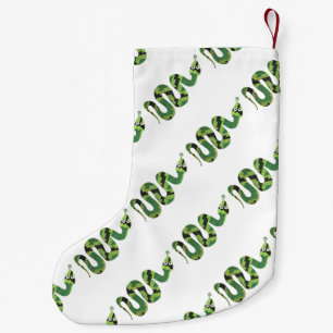 Snake Black and Green Print Silhouette Small Christmas Stocking
