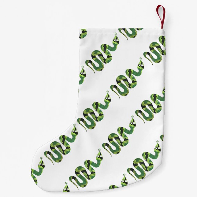 Snake Black and Green Print Silhouette Small Christmas Stocking (Back)