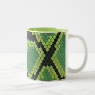 Snake Black and Green Print Two-Tone Coffee Mug