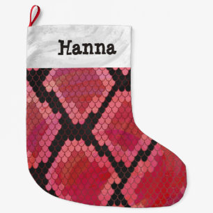 Snake Black and Red Large Christmas Stocking