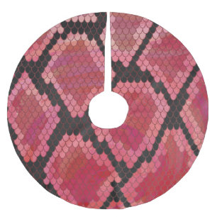 Snake Black and Red Print Brushed Polyester Tree Skirt