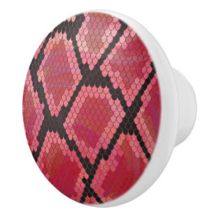 Snake Black and Red Print Ceramic Knob