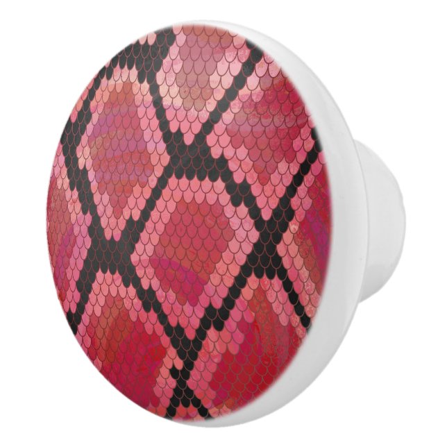Snake Black and Red Print Ceramic Knob (Right)