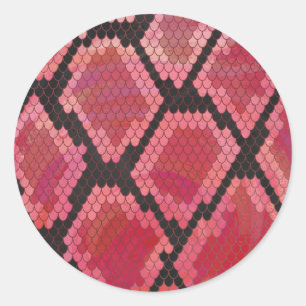 Snake Black and Red Print Classic Round Sticker