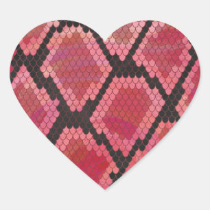 Snake Black and Red Print Heart Sticker