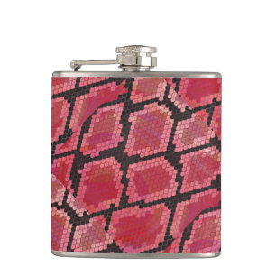 Snake Black and Red Print Hip Flask