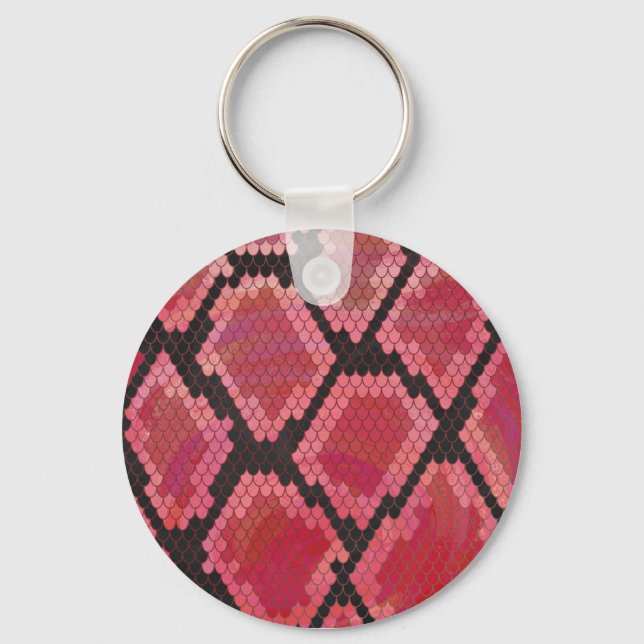 Snake Black and Red Print Key Ring (Front)