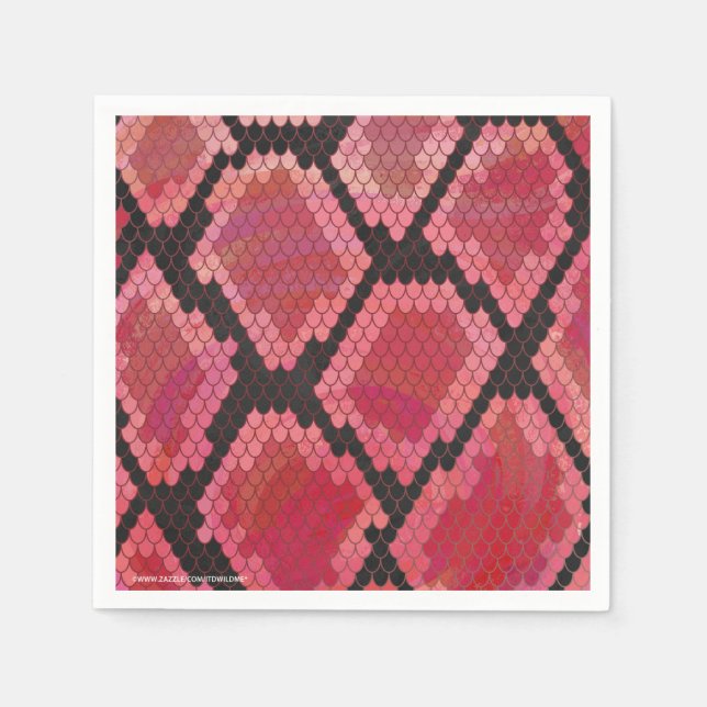 Snake Black and Red Print Napkin (Front)