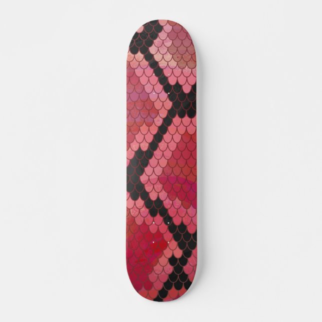 Snake Black and Red Print Skateboard (Front)
