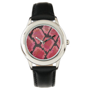 Snake Black and Red Print Watch