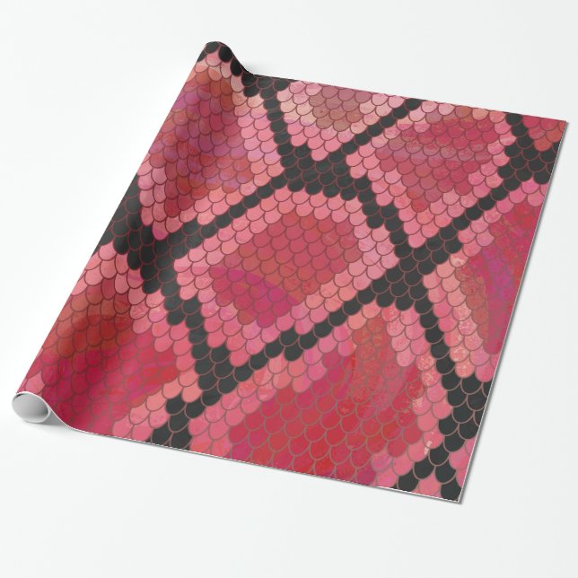 Snake Black and Red Print Wrapping Paper (Unrolled)