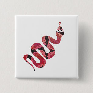 Snake Black and Red Silhouette 15 Cm Square Badge