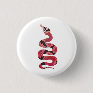 Snake Black and Red Silhouette 3 Cm Round Badge