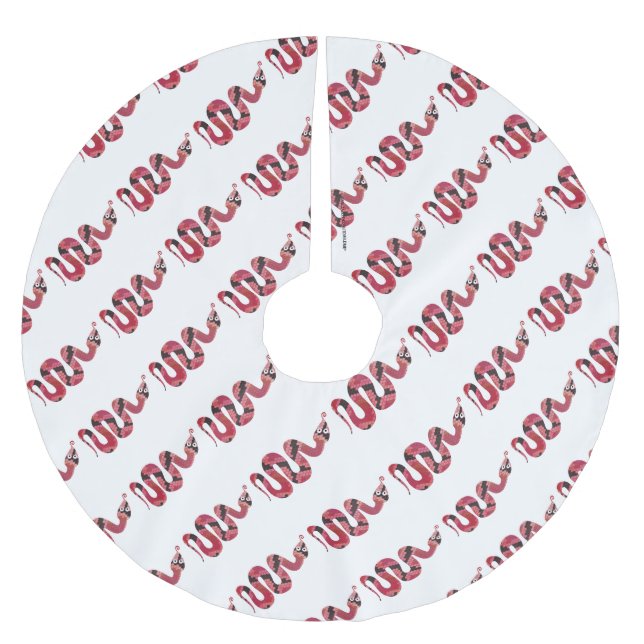 Snake Black and Red Silhouette Brushed Polyester Tree Skirt (Front)