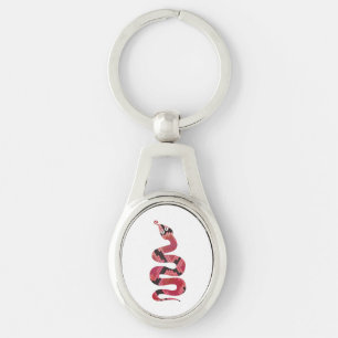 Snake Black and Red Silhouette Key Ring
