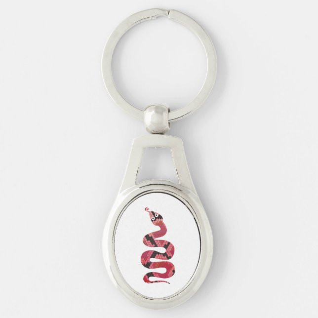 Snake Black and Red Silhouette Key Ring (Front)
